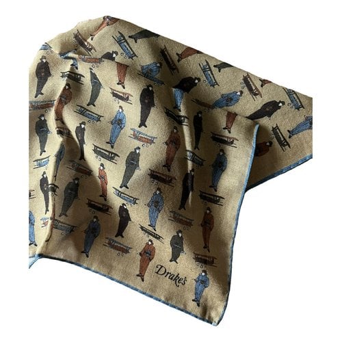 Pre-owned Drake's Wool Scarf & Pocket Square In Beige