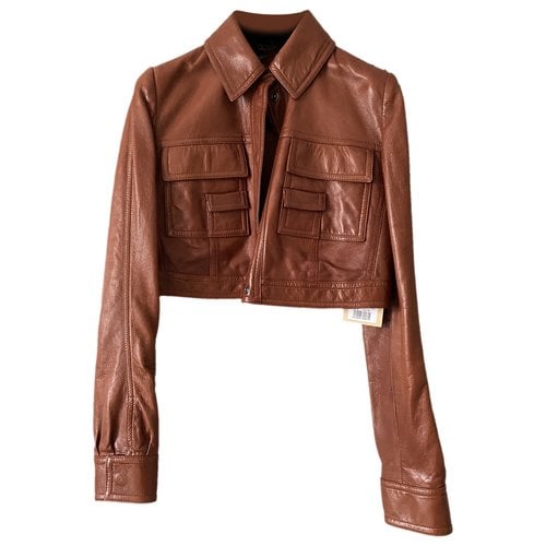 Pre-owned Giambattista Valli Leather Biker Jacket In Brown