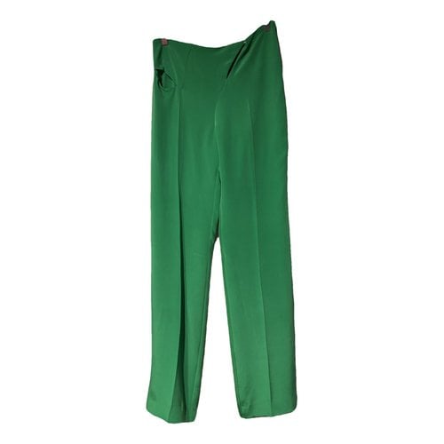 Pre-owned Supriya Lele Silk Straight Pants In Green