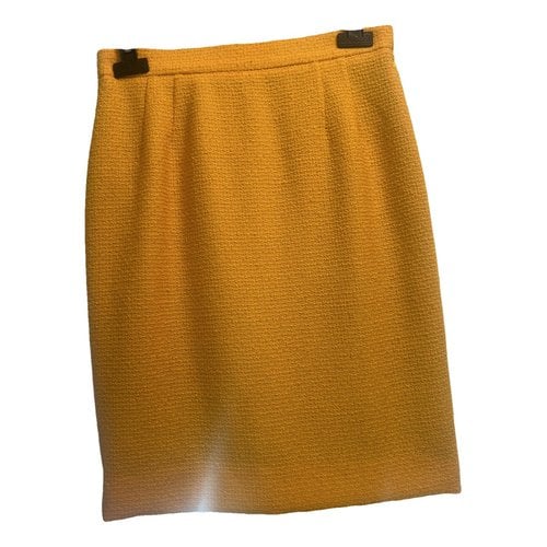 Pre-owned Valentino Wool Mid-length Skirt In Yellow
