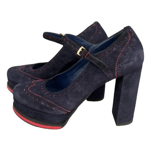 Pre-owned Pollini Leather Heels In Blue