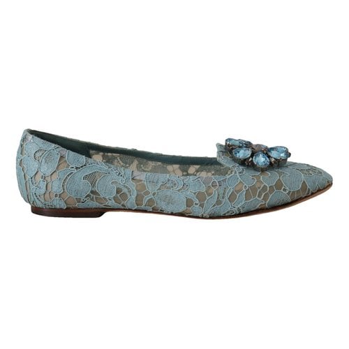 Pre-owned Dolce & Gabbana Leather Ballet Flats In Blue