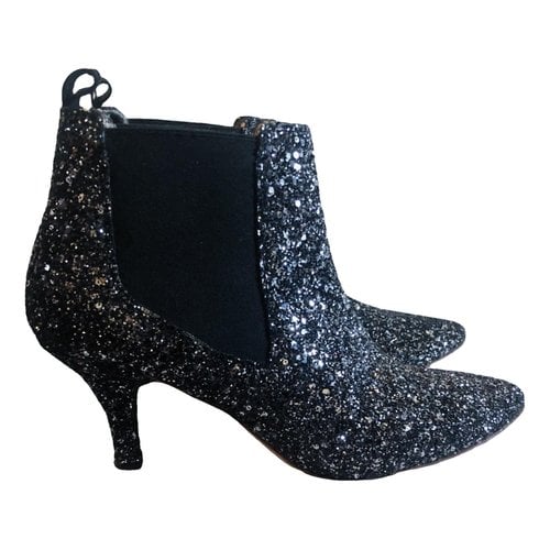 Pre-owned Anniel Glitter Boots In Black