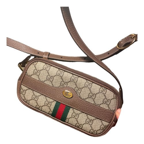 Pre-owned Gucci Ophidia Leather Crossbody Bag In Brown