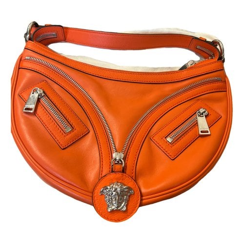 Pre-owned Versace Leather Handbag In Orange