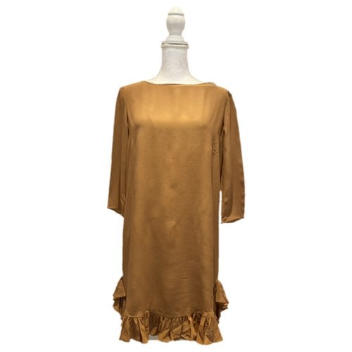 Pre-owned Pinko Silk Mid-length Dress In Brown