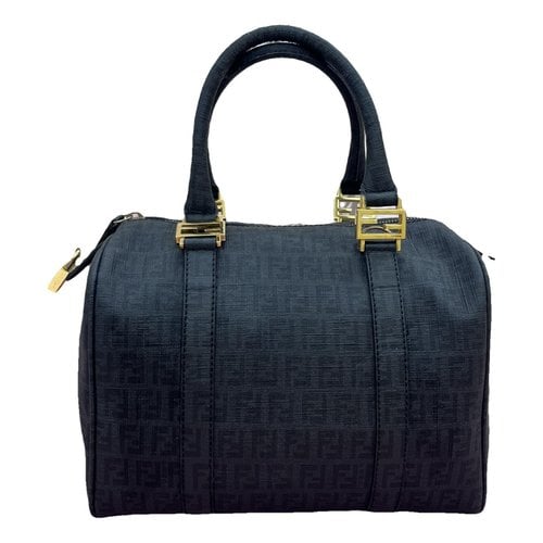 Pre-owned Fendi Forever Bauletto Leather Handbag In Black