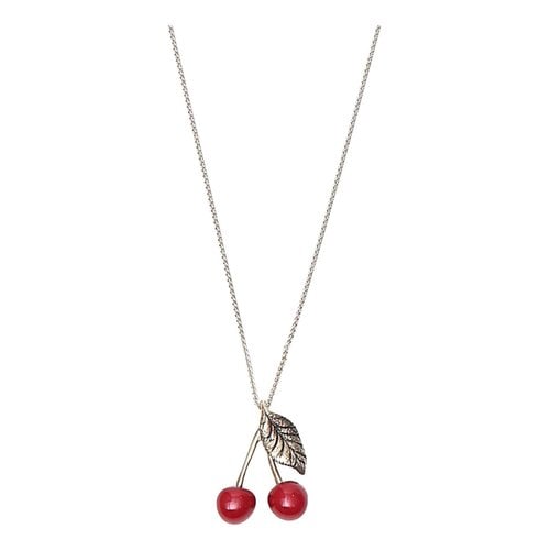 Pre-owned Saint Laurent Monogramme Silver Pendant In Red