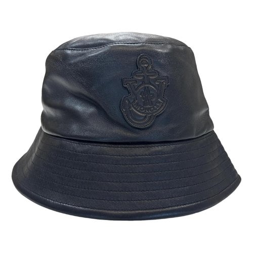 Pre-owned Moncler Leather Hat In Black