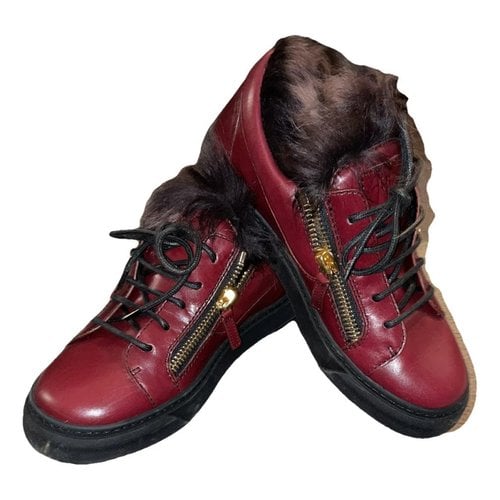 Pre-owned Giuseppe Zanotti Leather Trainers In Burgundy
