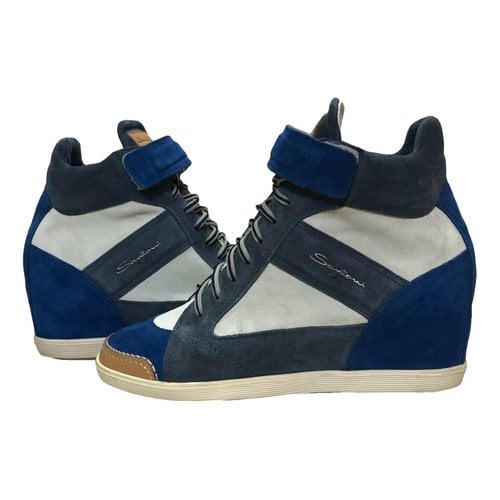 Pre-owned Santoni Trainers In Blue