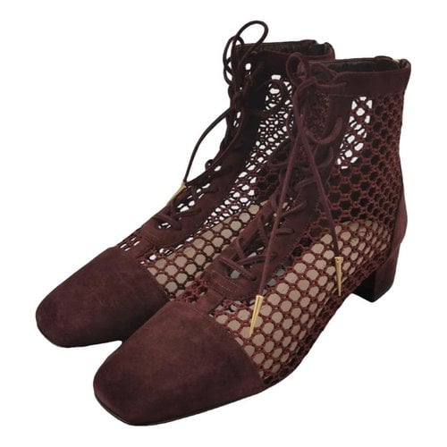 Pre-owned Dior Naughtily-d Cloth Ankle Boots In Red