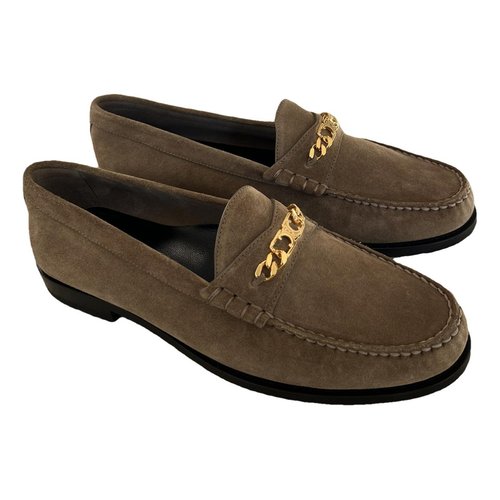 Pre-owned Celine Triomphe Flats In Camel