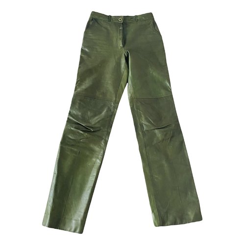 Pre-owned Cartier Leather Trousers In Green