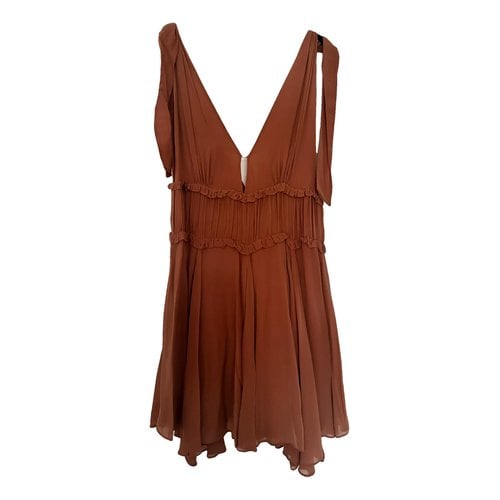 Pre-owned Magali Pascal Silk Mini Dress In Brown