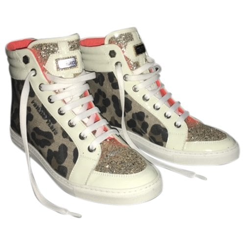 Pre-owned Philipp Plein Patent Leather Trainers In White
