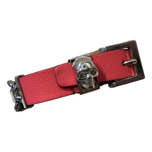 Pre-owned Alexander Mcqueen Leather Bracelet In Pink