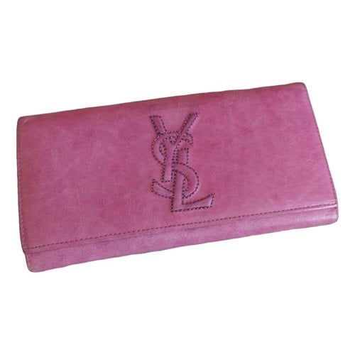 Pre-owned Saint Laurent Belle De Jour Leather Wallet In Pink