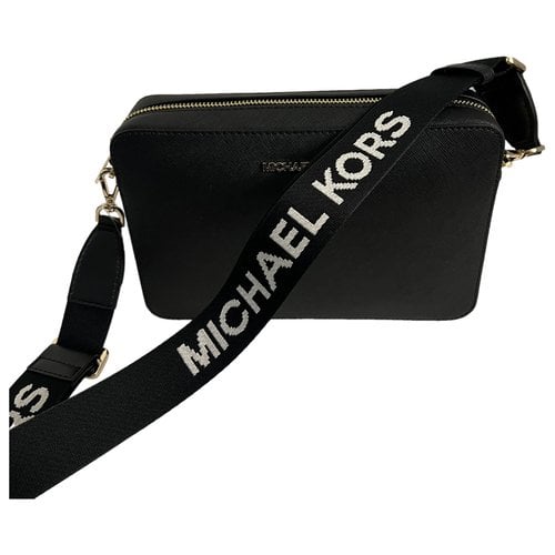 Pre-owned Michael Kors Jet Set Leather Crossbody Bag In Black