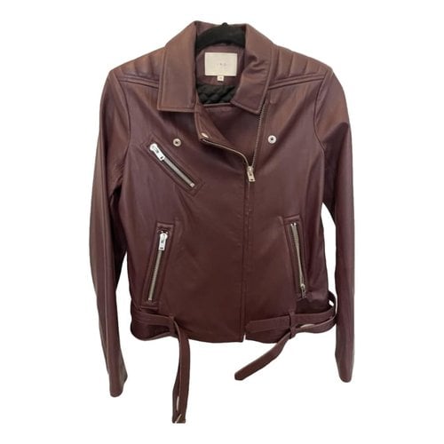 Pre-owned Iro Leather Jacket In Burgundy