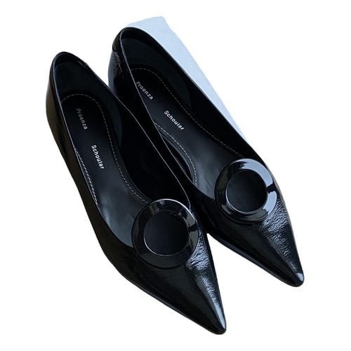 Pre-owned Proenza Schouler Patent Leather Flats In Black