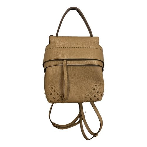 Pre-owned Tod's Leather Backpack In Beige
