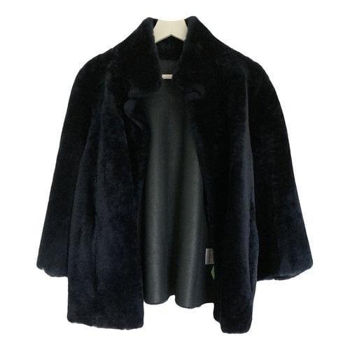 Pre-owned Whistles Shearling Jacket In Navy
