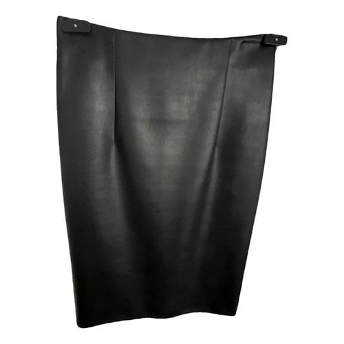 Pre-owned Piazza Sempione Vegan Leather Mid-length Skirt In Black