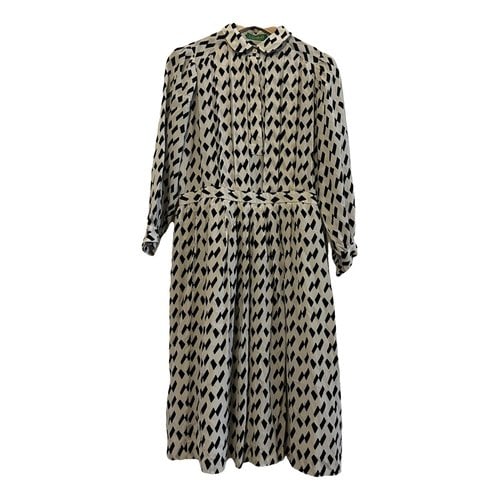 Pre-owned Cacharel Silk Mid-length Dress In Ecru