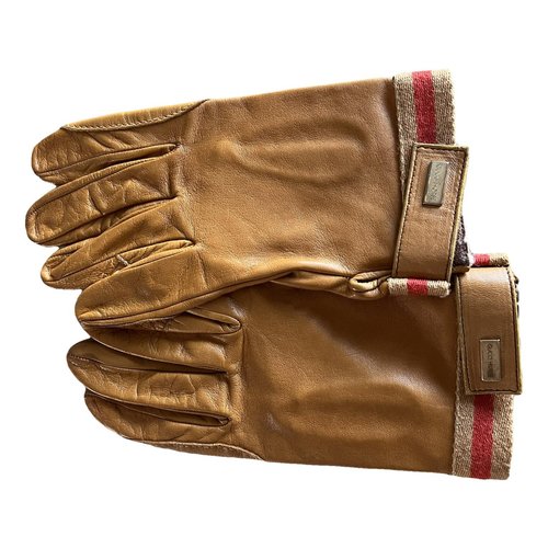 Pre-owned Gucci Leather Gloves In Camel