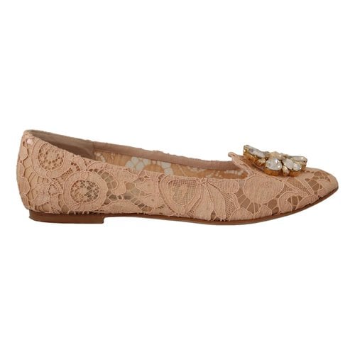 Pre-owned Dolce & Gabbana Leather Ballet Flats In Beige
