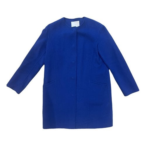 Pre-owned Hugo Boss Wool Coat In Blue