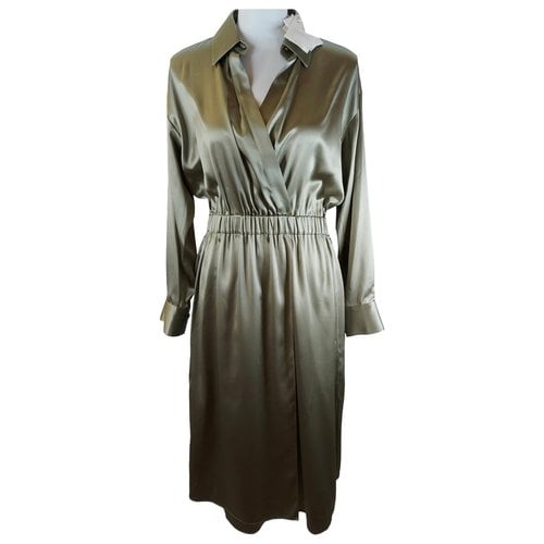 Pre-owned Brunello Cucinelli Silk Mid-length Dress In Khaki