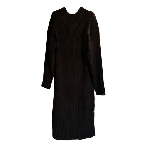 Pre-owned Bottega Veneta Wool Maxi Dress In Black