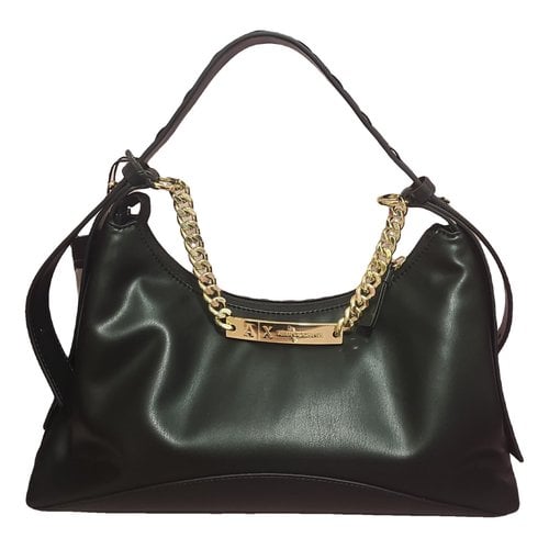Pre-owned Armani Exchange Vegan Leather Handbag In Black