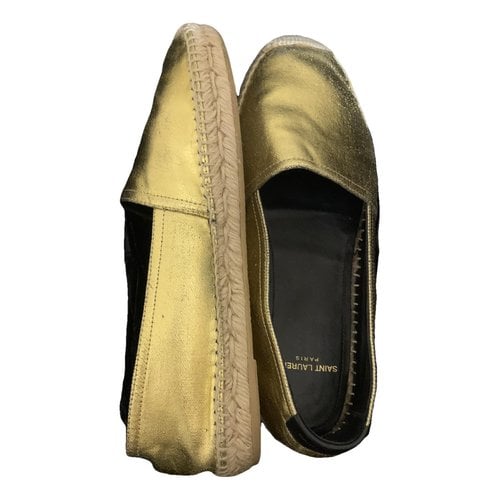 Pre-owned Saint Laurent Leather Espadrilles In Gold