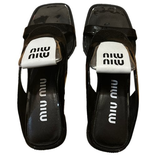 Pre-owned Miu Miu Leather Heels In Black