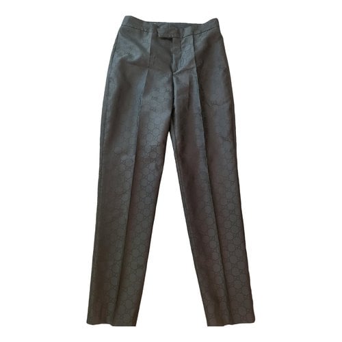 Pre-owned Gucci Silk Straight Pants In Black