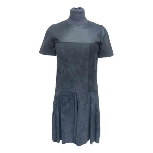 Pre-owned Balenciaga Leather Mid-length Dress In Grey