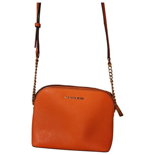 Pre-owned Michael Kors Cindy Leather Handbag In Orange