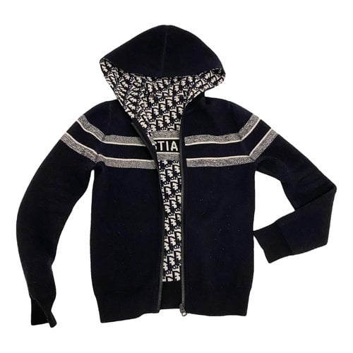 Pre-owned Dior Cashmere Cardi Coat In Navy