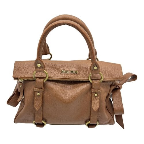 Pre-owned Miu Miu Bow Bag Leather Handbag In Brown