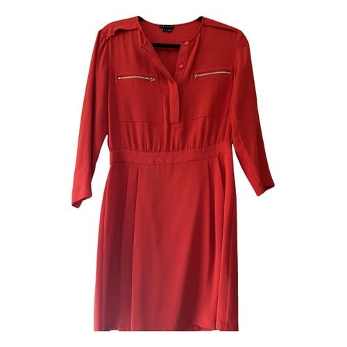 Pre-owned Theory Silk Mini Dress In Red