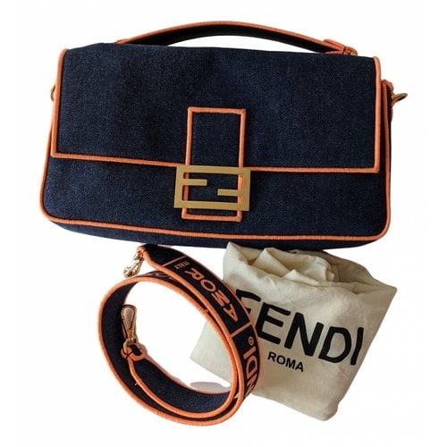 Pre-owned Fendi Baguette Handbag In Navy
