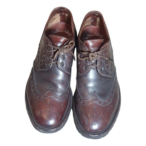 Pre-owned Santoni Leather Lace Ups In Brown