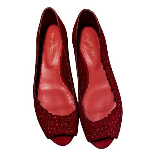 Pre-owned Sergio Rossi Leather Flats In Red