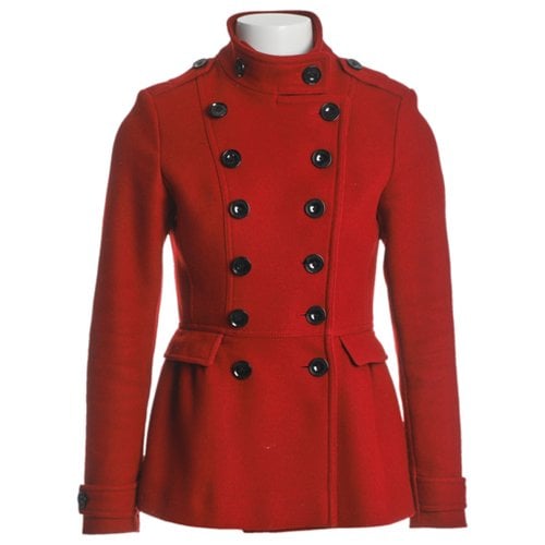 Pre-owned Burberry Wool Peacoat In Red