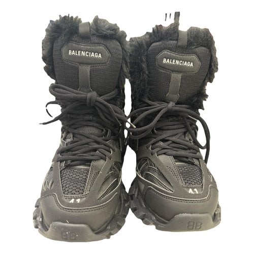 Pre-owned Balenciaga Track Faux Fur Trainers In Black