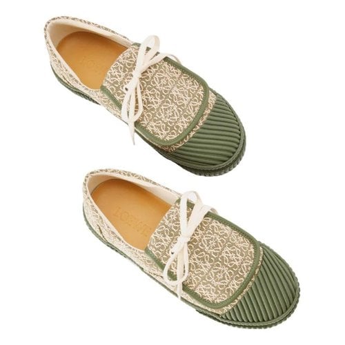 Pre-owned Loewe Anagram Cloth Trainers In Green