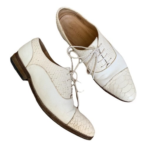 Pre-owned Tara Jarmon Leather Lace Ups In White